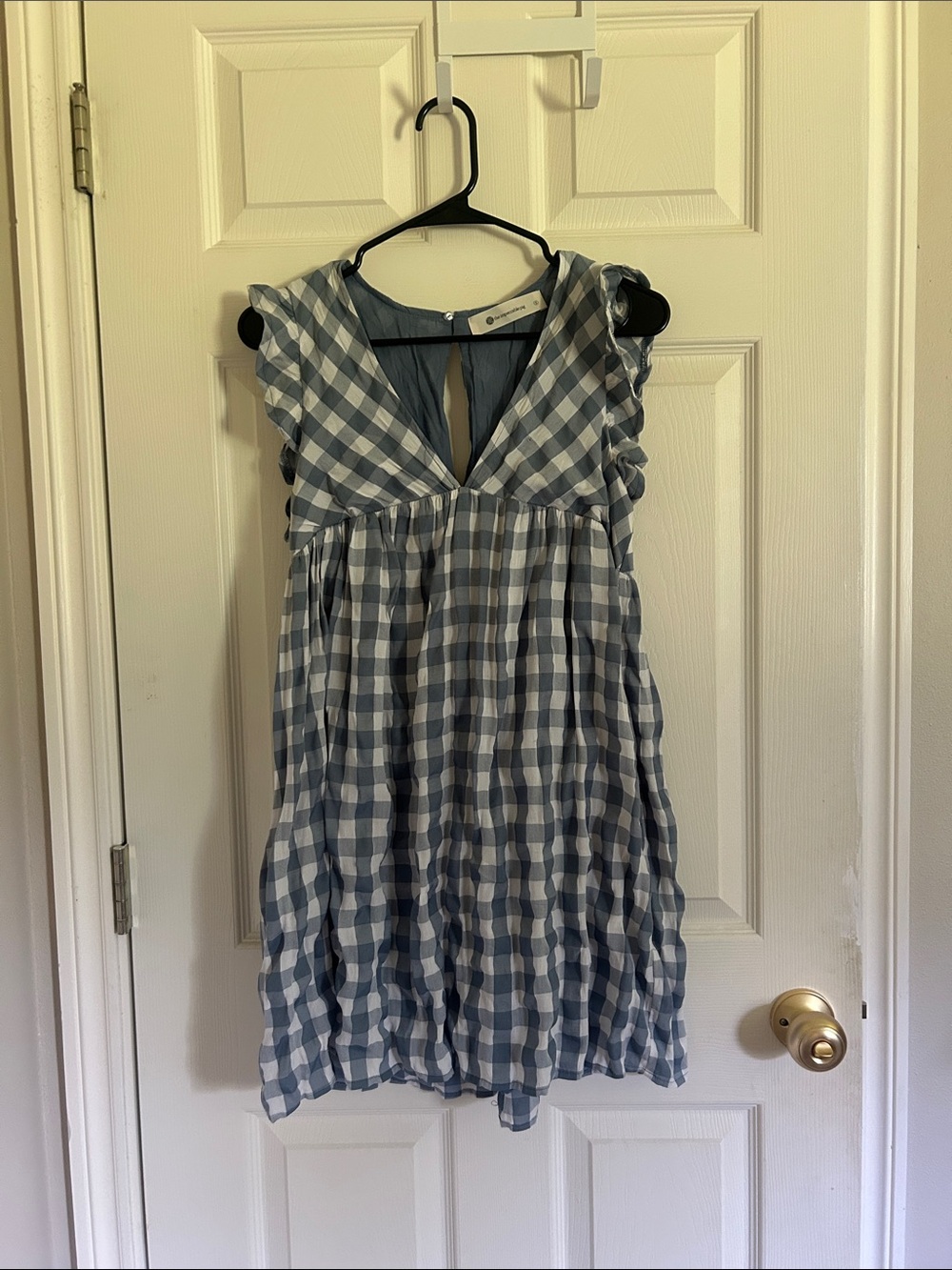 Blue and White Gingham Sleeveless Romper/Dress